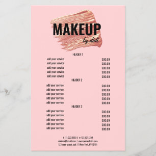 Flyer Maquiagem de traço de batom rosa de ouro moderno