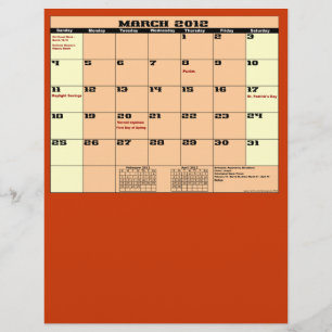 Flyer Março. Calendário 2012 insecto de múltiplos