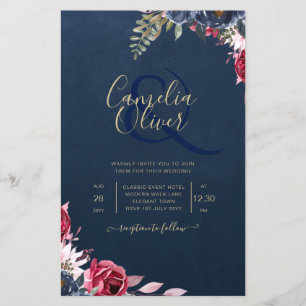 Flyer Marinho Azul Berry Floral Burgundy Fall