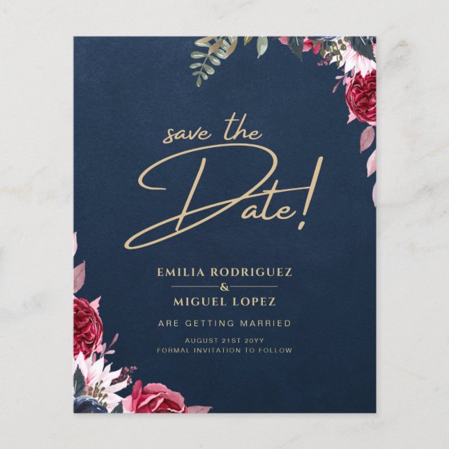 Flyer Marinho Azul Berry Floral Burgundy Fall (Frente)