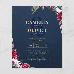 Flyer Marinho Azul Berry Floral Burgundy Fall