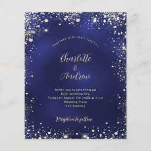 Flyer Marinho azul de ouro brilhante orçamento convite p