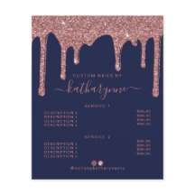 Marinho Azul Rosa Dourado Lista de Preços da Lista