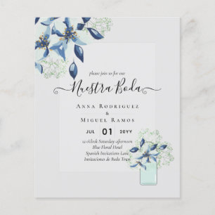 Flyer Marinho Boda Boda  Flores Azul Convites