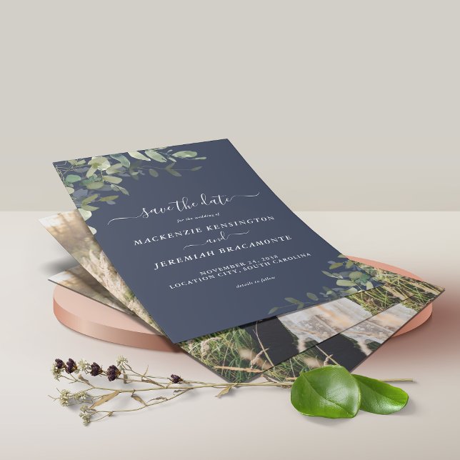 Flyer MARINHO BUDGET Azul Eucalyptus Foto Salvar Data (Criador carregado)