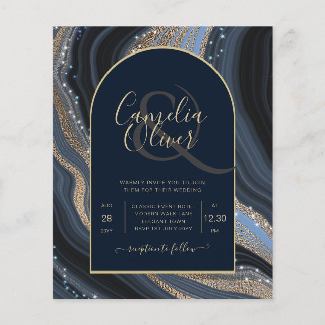 Flyer Marinho de LeahG Blue Dourado Agate STARRY NIGHT (Frente)
