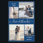 Flyer Marinho De Orçamento Casamento De Colagem Branca O<br><div class="desc">Marinho elegante, moderno e minimalista e mão branca escreveu 4 foto colagem personalizada obrigado de casamento que você personalizou barato com baixo orçamento da THIN. ***POR FAVOR, REMOVA PARA BAIXO PARA OBTER MAIS INFORMAÇÕES!*** Na moda modelo de cartões de agradecimentos de casamento com quatro (4) fotos na frente e uma...</div>