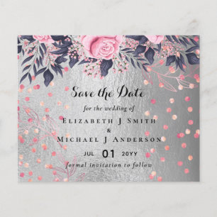 Flyer Marinho de Prata LeahG Rosegold PInk Casamento Flo