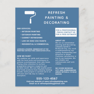 Flyer Marinho Do Cilindro De Pintura E Decorador