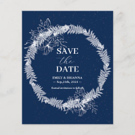 Flyer Marinho Elegante Clássico Casamento Azul Salve a D