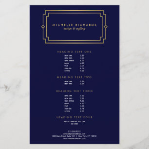 Flyer Marinho profissional de Deco de Arte Elegante/Dour