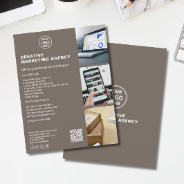 Flyer Marketing Criativo de Logo Moderno Empresa Bege