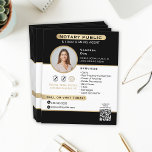 Flyer Marketing de Código QR de Foto Notícia Dourada na<br><div class="desc">Este folheto notarial profissional é uma solução simples para suas necessidades de marketing. O elegante folheto preto e dourado é fácil de personalizar e inclui informações de contato de sua empresa, bem como informações de contato, além de uma chamada para ação para solicitar que seus clientes façam seu registro com...</div>