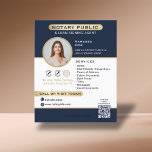 Flyer Marketing de Código QR de Foto Notícia Dourada na<br><div class="desc">Este folheto notarial profissional é uma solução simples para suas necessidades de marketing. O elegante folheto azul escuro e dourado é fácil de personalizar e inclui as informações de contato da sua empresa, bem como informações de contato e uma chamada para ação para instar seus clientes a fazer o seu...</div>