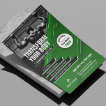 Flyer Marketing de Malhação para Workout de logotipos ve<br><div class="desc">Promova suas aulas de treinamento ou estúdio de malhação com este moderno Planador Gym com design de Foto. Apresentando um design verde e preto em negrito com espaço para uma foto, seu logotipo, linha de etiqueta ou título e serviços, bem como um crachá de promocional para adicionar um desconto ou...</div>