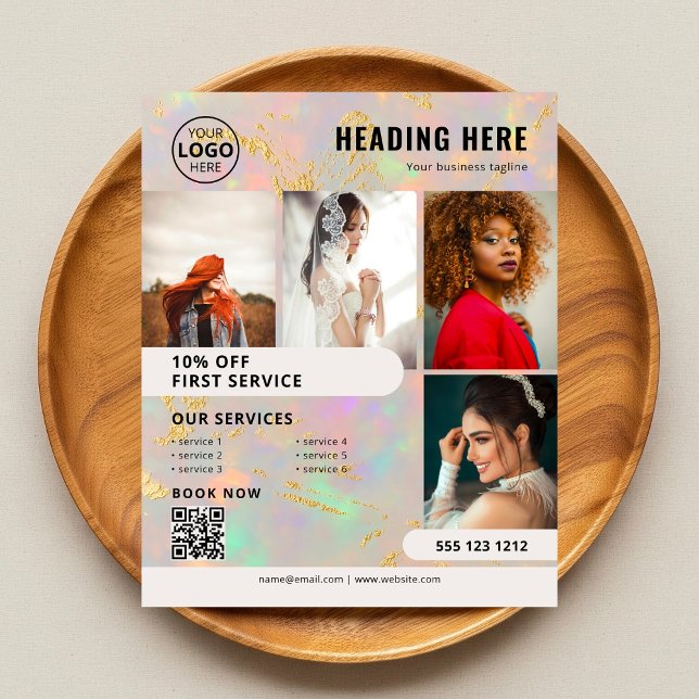 Flyer Marketing de Negócios de Fotos de Pedra Opala (Criador carregado)