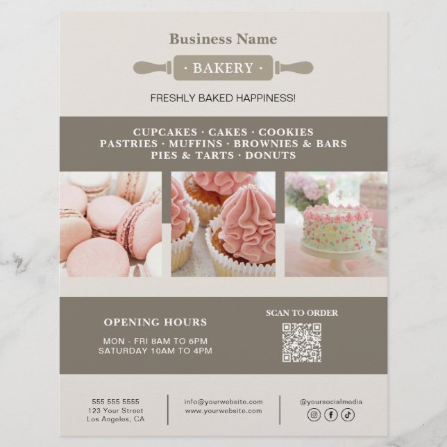 Flyer Marketing de Negócios de Rolo de Padaria (Frente)