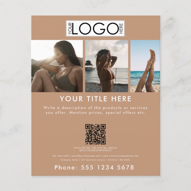 Flyer Marketing de negócios Tanning Salon Spray Tan Beau (Frente)