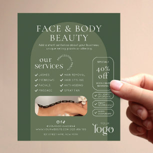 Flyer Marketing de Salão de Beleza Boho Verde Moderno