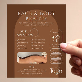 Flyer Marketing de Spa Salão de Beleza Boho Terracota Mo