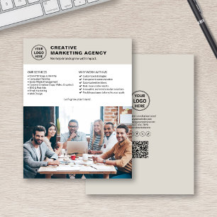 Flyer Marketing Empresarial de Foto QR de Logotipo Moder