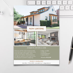 Flyer Marketing Imobiliário de Listagens Novas Modernas