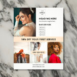 Flyer Marketing para empresa de fotos de logotipo<br><div class="desc">Apresentamos nosso design personalizado de folheto personalizado para sua pequena empresa! Com espaço para quatro fotos que chamam atenção,  o seu passageiro deve chamar atenção. Personalize sua lista de serviços para mostrar o que você oferece e não se esqueça de adicionar um título para ofertas ou promoções especiais.</div>