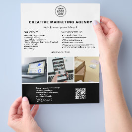 Flyer Marketing QR para fotos do logotipo moderno Empres