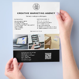 Flyer Marketing QR para fotos do logotipo moderno Empres