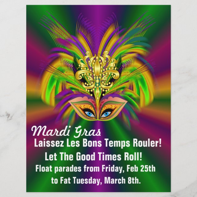 Flyer Máscara de Mardi Gras A Rainha (Frente)