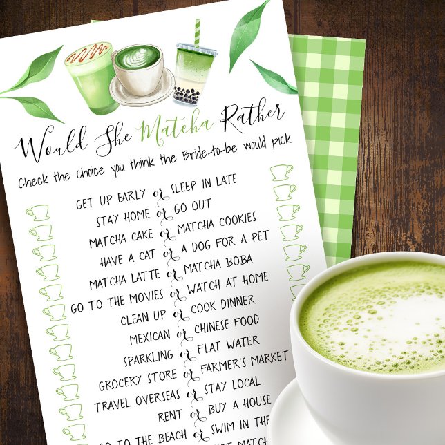 Flyer Matcha Themed Shower Bridal Shower Game Card (Criador carregado)