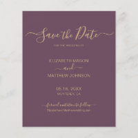 Mauve de Script Elegante de Orçamento e Data de Sa