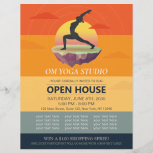 Flyer Meditação de Yoga Pose Sun Flying Island Open Ho