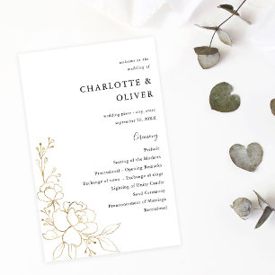 Flyer MEIO Dourado de Cerimônia Floral de Casamento Vinc