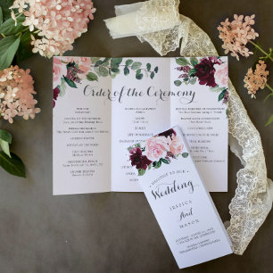 Flyer Memória Do Programa De Casamento Tripla Blush Bur