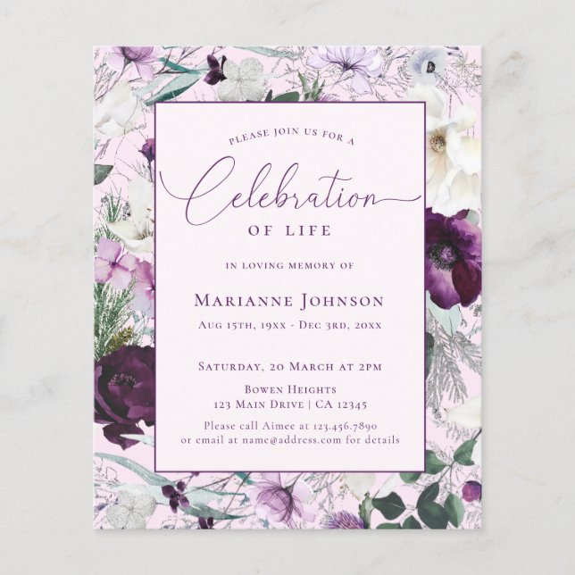 Flyer Memorial do Orçamento Celebração Floral Rosa-Rosa  (Frente)