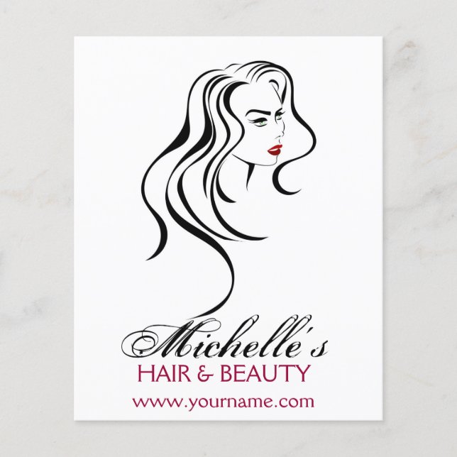 Flyer Menina adorável com cabelo ondulado e Ícone Makeup (Frente)