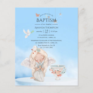 Flyer Menina Aquarela Anjo Batismo