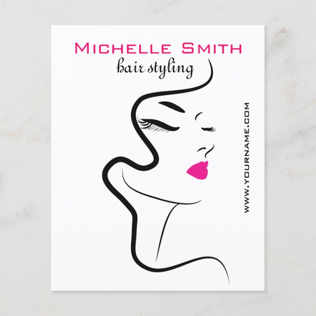 Flyer Menina com cabelo ondulado Ícone de marca de cabel (Frente)