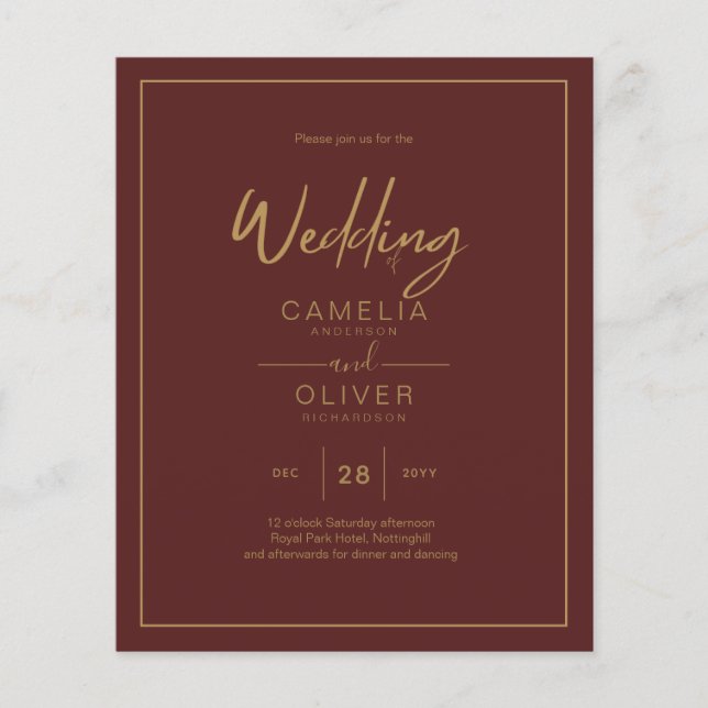 Flyer MENOR ORÇAMENTO Dourado Script de Texto Elegante M (Frente)