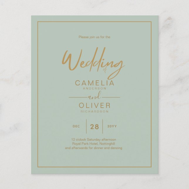 Flyer MENOR ORÇAMENTO Dourado Script de Texto Elegante M (Frente)