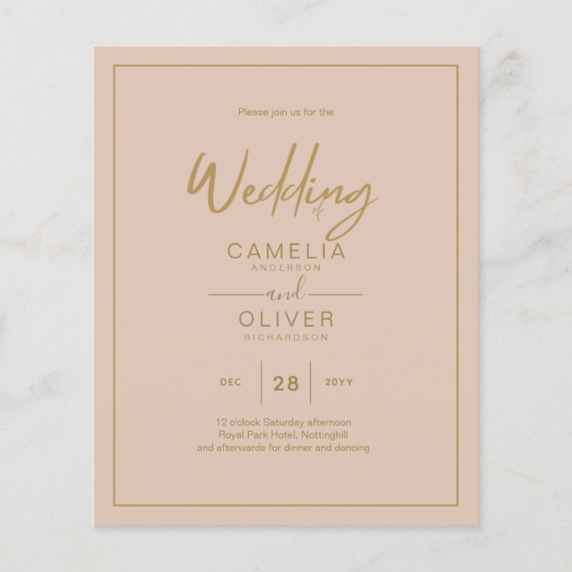 Flyer MENOR ORÇAMENTO Dourado Script de Texto Elegante M (Frente)