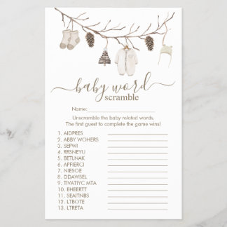 Flyer Merry Christmas Word Scramble Game Baby Shower