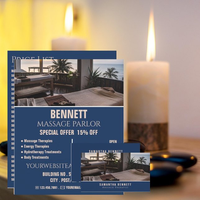 Flyer Mesas de massagem, terapia de massagem, salão de m (Criador carregado)