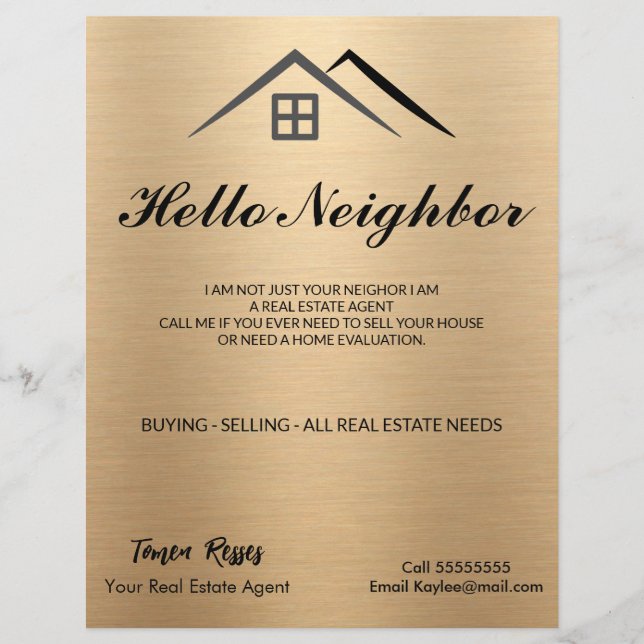 Flyer Metálico luxuoso Dourado (Frente)