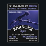 Flyer Microfone Azul, Anúncio de Eventos Karaoke<br><div class="desc">Microfone Azul,  Folheto de Anúncios de Eventos Karaoke na Loja de Cartão de visita.</div>