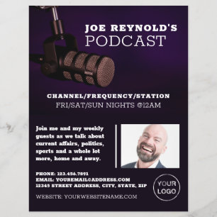 Flyer Microfone na moda, Podcaster, publicidade Podcast