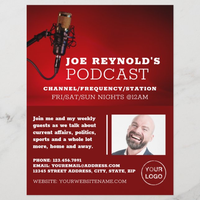 Flyer Microfone Pro, Podcaster, Podcast Advertising (Frente)