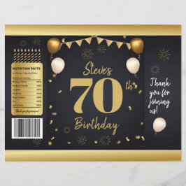 Flyer Milestone Birthday Gold Black Chip Bag Wrappers