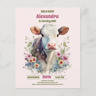 Flyer Minha vaca, sou primeiro aniversario de uma vaca